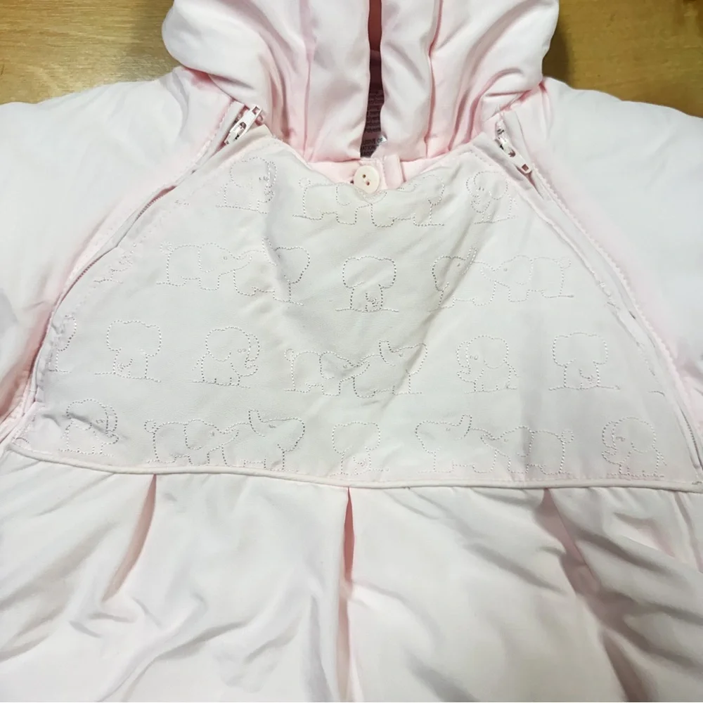 Absorba Light Pink Hooded Puffer Pram Bunting Snowsuit Baby Girl Size 3M
